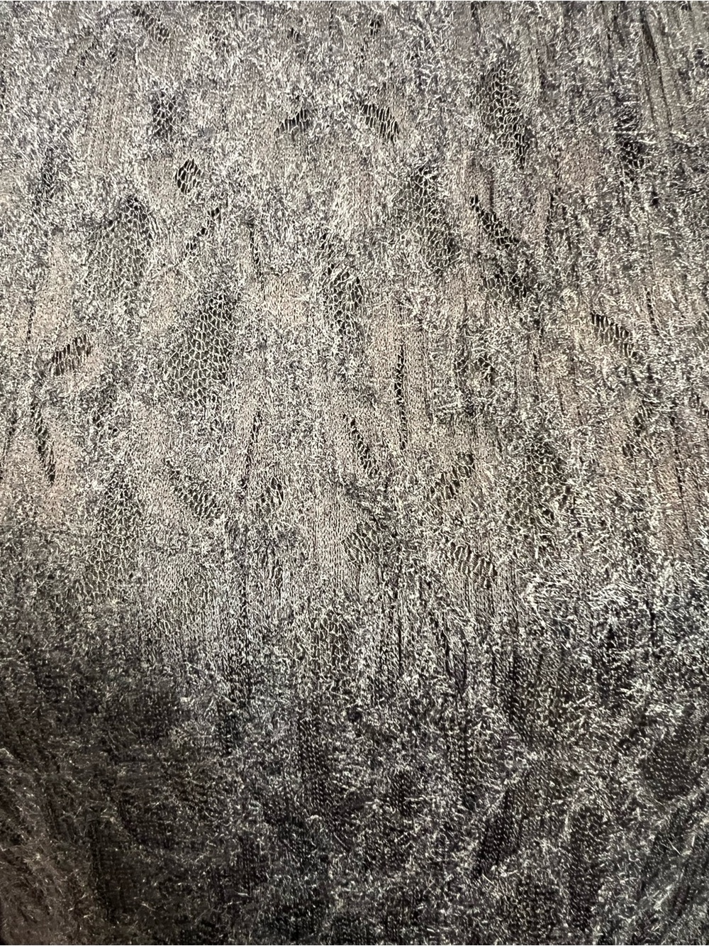 Long-Sleeve Black Lace Knit Dress with Side Ruched Tie - Picture 16 of 16